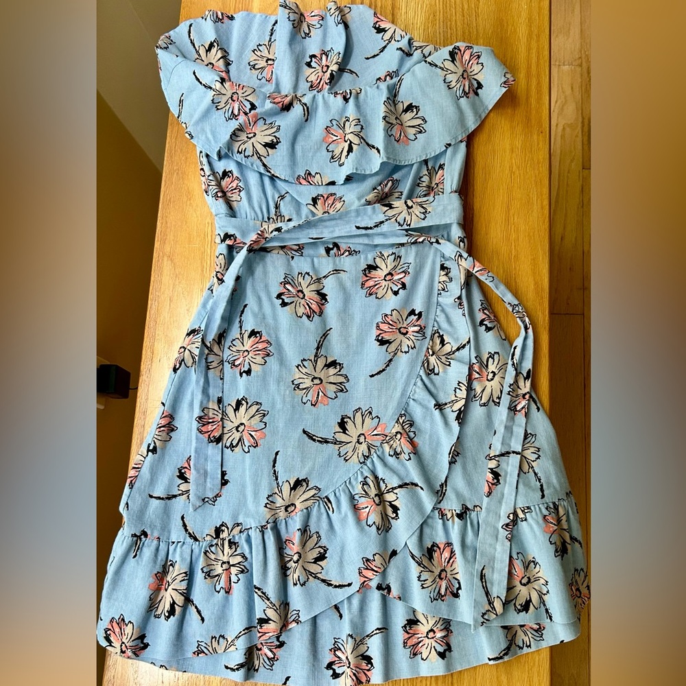 J.O.A. Asymmetrical Blue Floral Dress